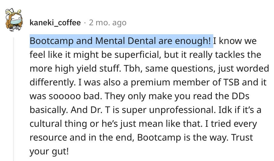 Student reviews inbde bootcamp